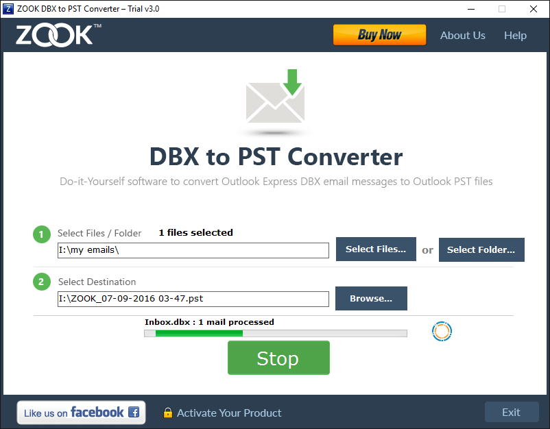 Export DBX to Outlook PST Format