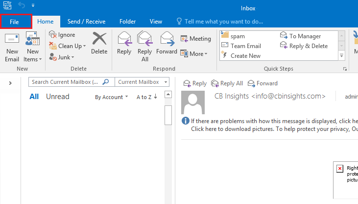 select file in outlook