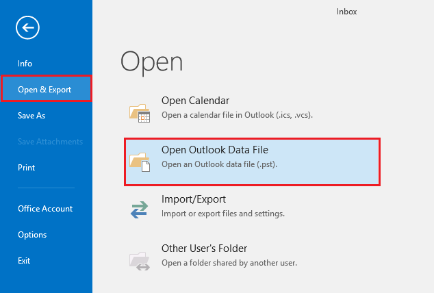 import pst file in outlook