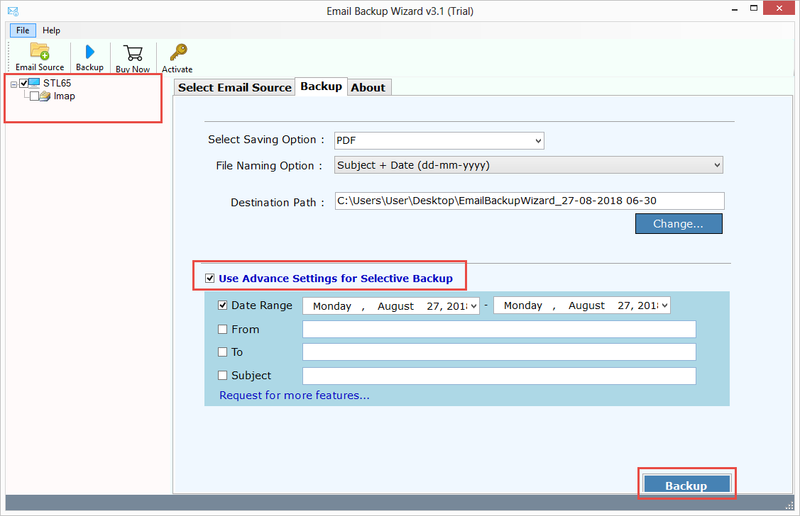 set IMAP saving option