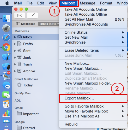 select mailbox in mac mail