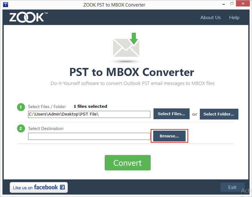 pst to mbox converter to select saving location