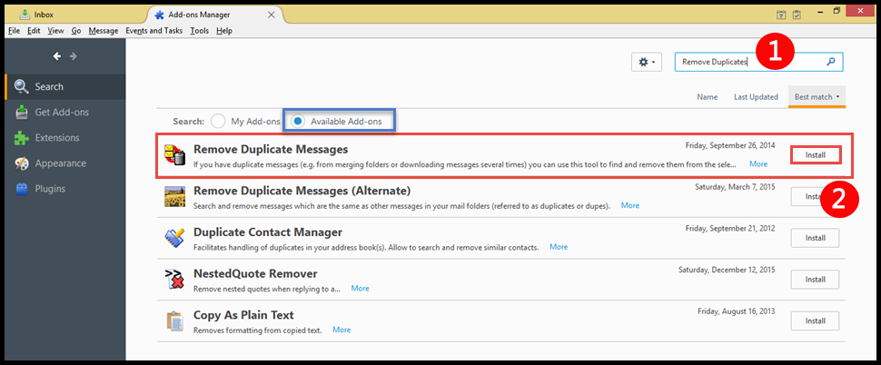 remove duplicate message install add-on