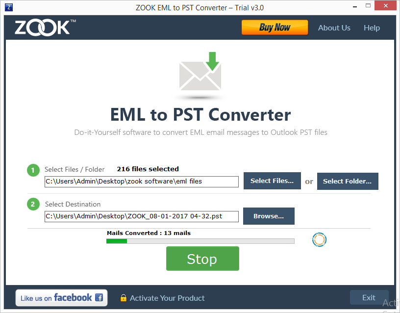 eml to pst click on convert