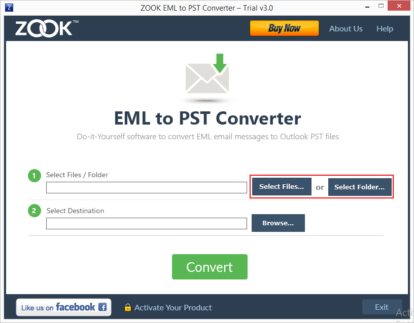 eml to pst - select eml files