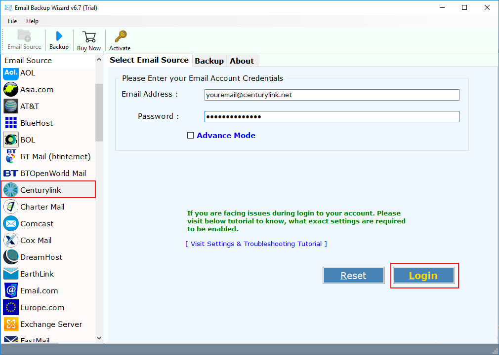 select centurylink email application