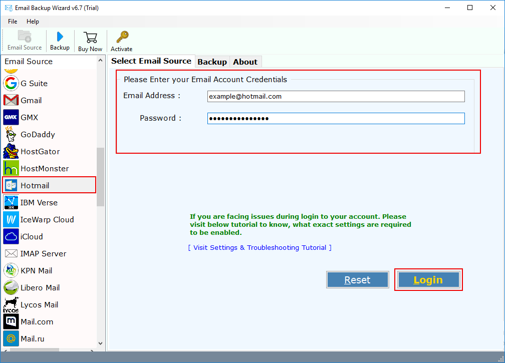 select hotmail application