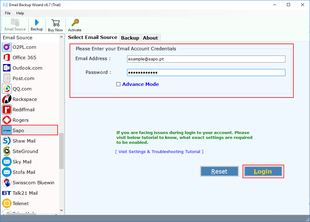 select sapo mail application