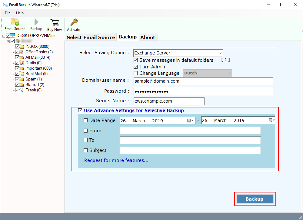 advance settings in icewarp to exchange migration