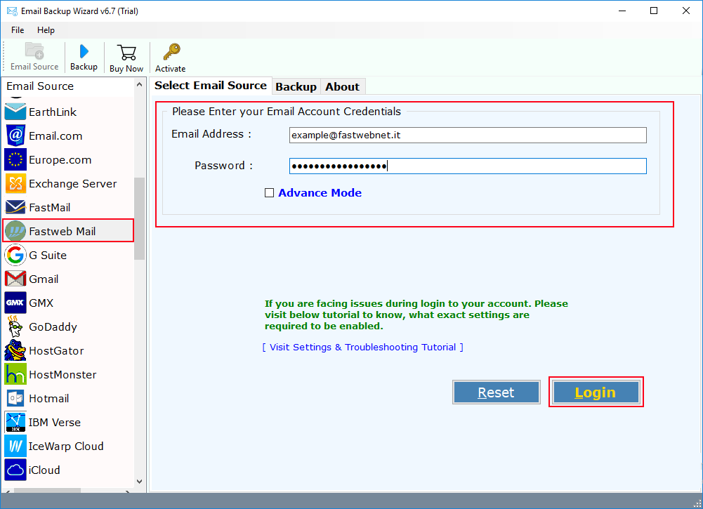 select fastweb mail application