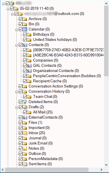 mailbox folder loads to software panel