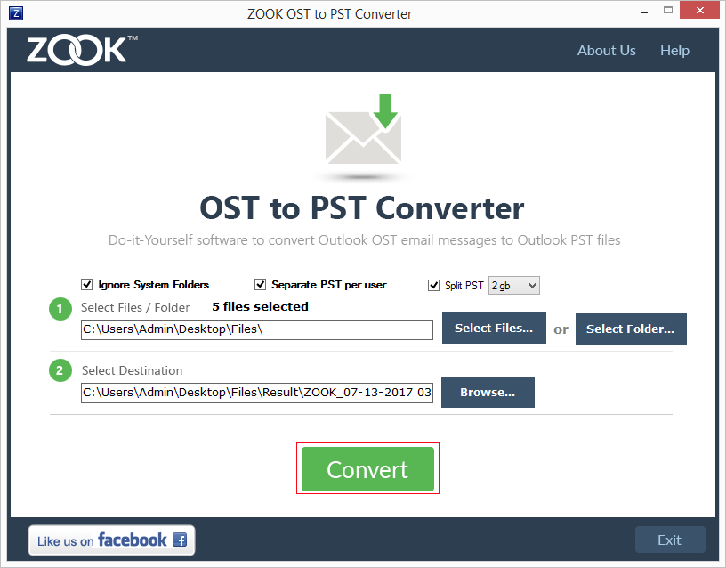 OST to PST Converter - click on convert