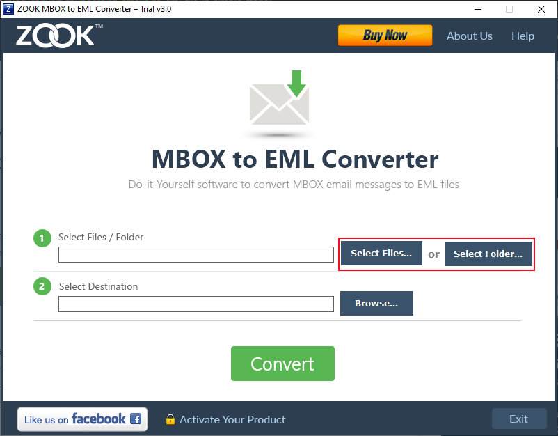 select mbox file or folder