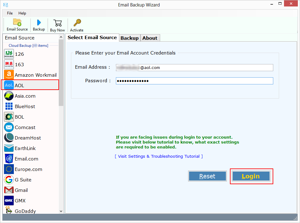 select aol email account