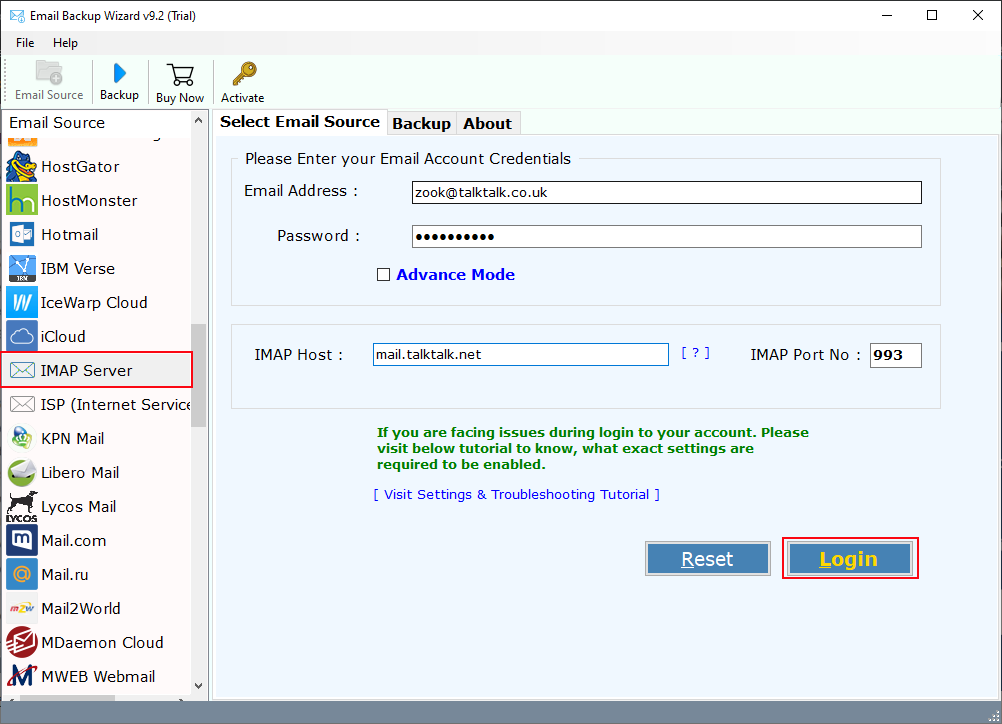 enter talktalk webmail credentials