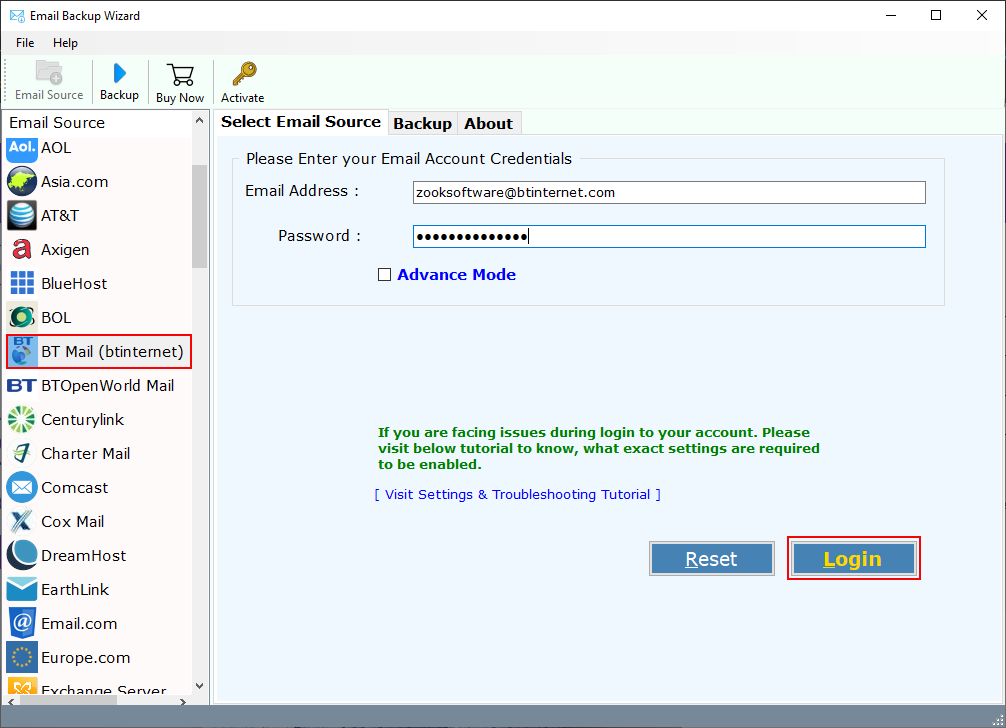 select bt mail application