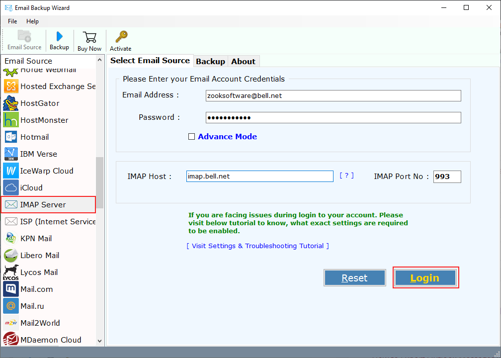 select bell email application