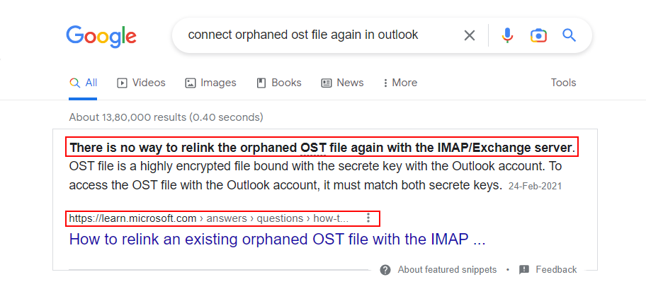 relink orphaned ost file