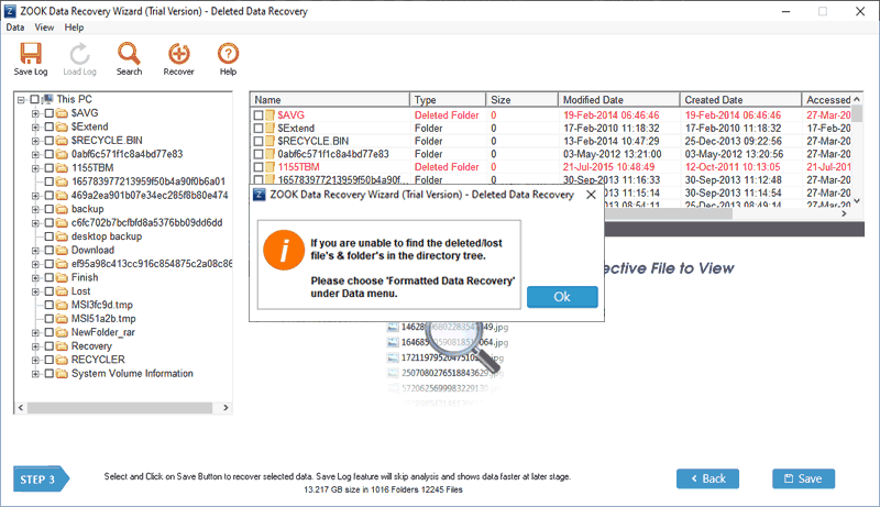 select recovered files