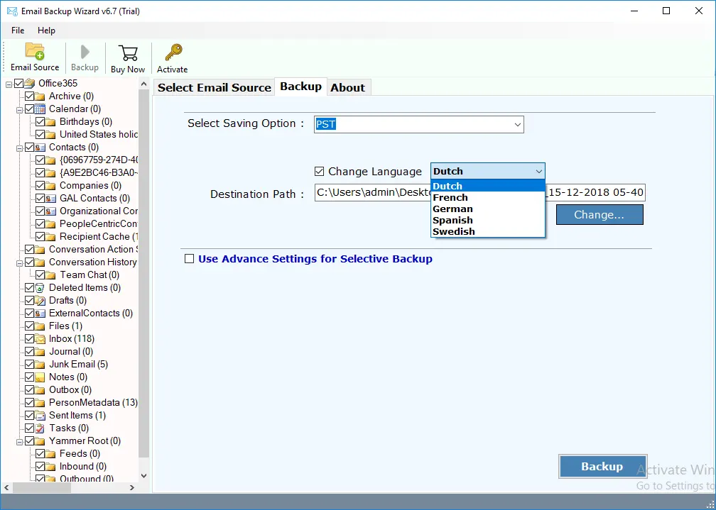 O365 export to Outlook PST format