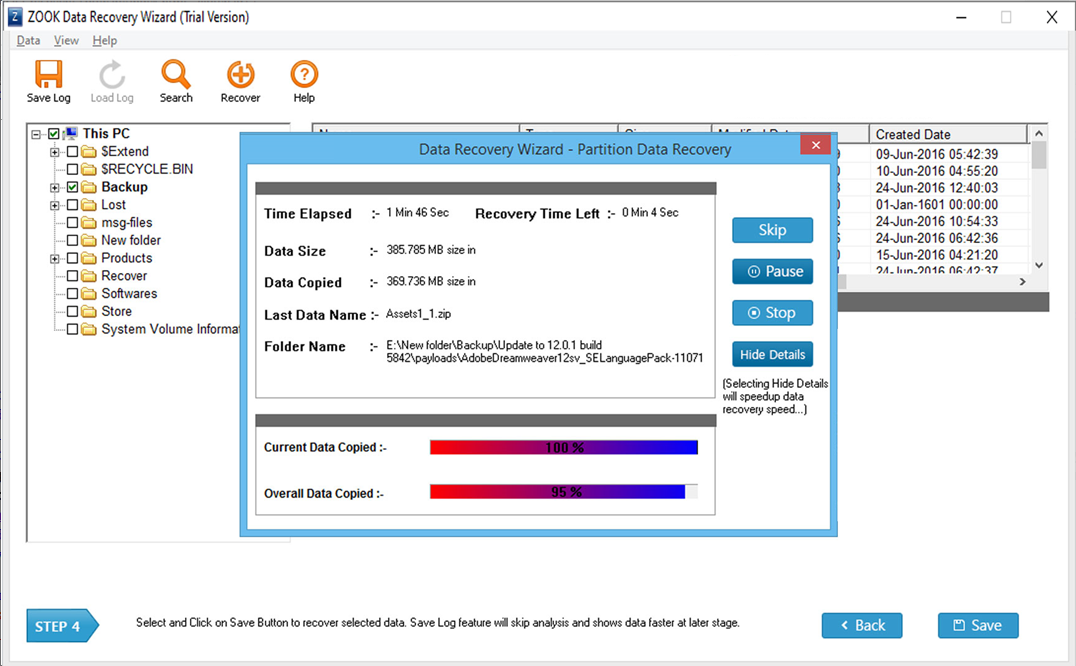 recovered partition data 